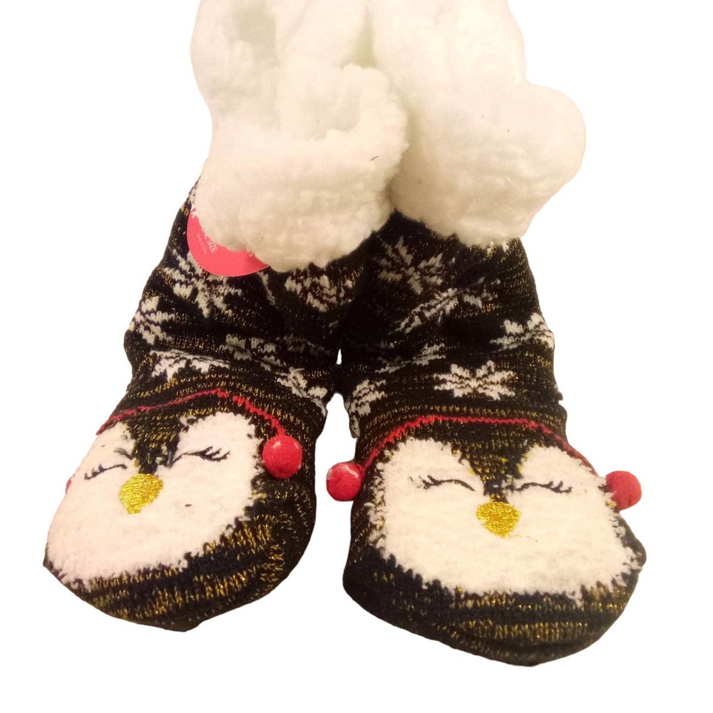 Christmas Holiday One Size Adult Slipper Socks Faux Fur Grippers